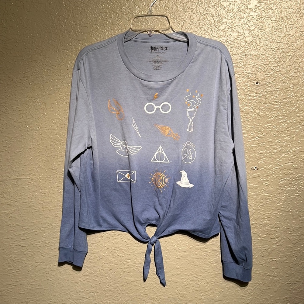 Harry Potter Tie Front Long Sleeve ombré blue